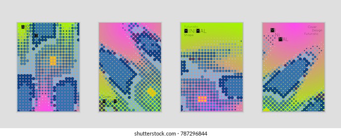 Minimal cover banner template. Geometric halftone gradient texture. Futuristic abstract modern pattern with halftone color effect creating digital art.
