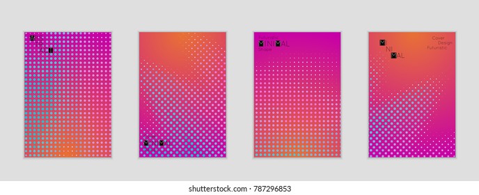 Minimal cover banner template. Geometric halftone gradient texture. Futuristic abstract modern pattern with halftone color effect creating digital art.