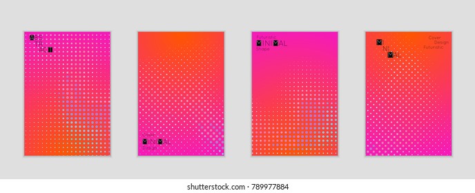 Minimal cover banner template. Geometric halftone gradient texture. Futuristic abstract modern pattern with halftone color effect creating digital art.