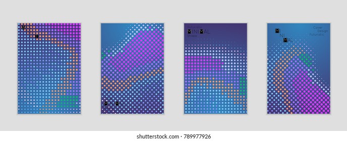 Minimal cover banner template. Geometric halftone gradient texture. Futuristic abstract modern pattern with halftone color effect creating digital art.