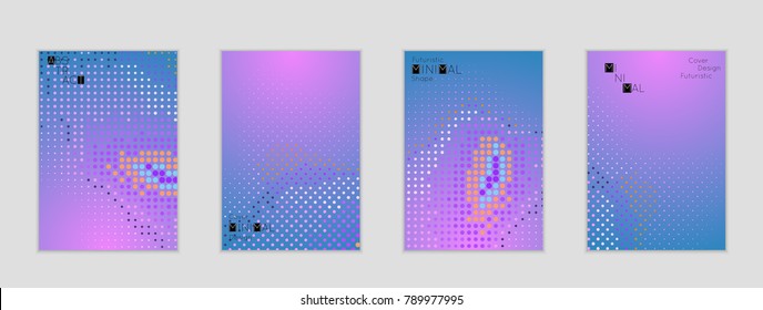 Minimal cover banner template. Geometric halftone gradient texture. Futuristic abstract modern pattern with halftone color effect creating digital art.