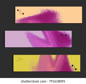 Minimal cover banner template. Geometric halftone gradient texture. Futuristic abstract modern pattern with halftone color effect creating digital art.