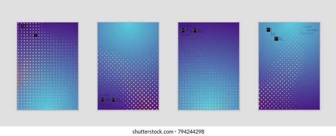 Modelo mínimo de faixa de capa. Textura de gradiente de meio-tom geométrico. Padrão moderno abstrato futurista com efeito de cor de meio-tom criando arte digital.
