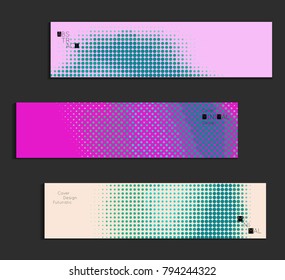 Minimal cover banner template. Geometric halftone gradient texture. Futuristic abstract modern pattern with halftone color effect creating digital art.