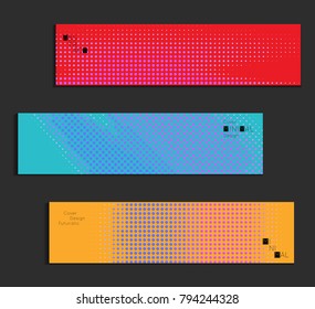 Minimal cover banner template. Geometric halftone gradient texture. Futuristic abstract modern pattern with halftone color effect creating digital art.