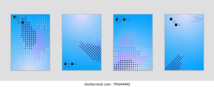 Minimal cover banner template. Geometric halftone gradient texture. Futuristic abstract modern pattern with halftone color effect creating digital art.