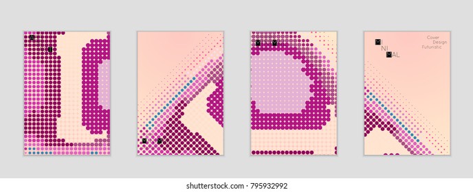 Minimal cover banner template. Geometric halftone gradient texture. Futuristic abstract modern pattern with halftone color effect creating digital art.