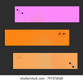 Minimal cover banner template. Geometric halftone gradient texture. Futuristic abstract modern pattern with halftone color effect creating digital art.