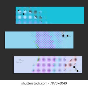 Minimal cover banner template. Geometric halftone gradient texture. Futuristic abstract modern pattern with halftone color effect creating digital art.