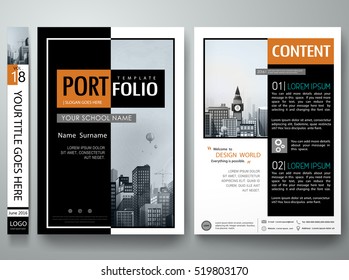 Minimal cover book presentation. Black and white abstract square brochure design report business flyers magazine poster. Portfolio template vector. City concept in A4 layout.