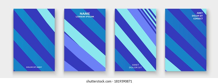 Minimal cover collection design. Colorful blue halftone gradient.  Abstract retro 90s style texture geometric pattern lines. Striped minimalistic trend background.Modern template design for web, print