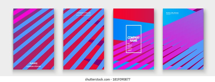 Minimal cover collection design. Colorful pink neon halftone gradient.  Abstract retro 90s style texture geometric pattern lines. Striped minimalistic trend background.Modern template design for web