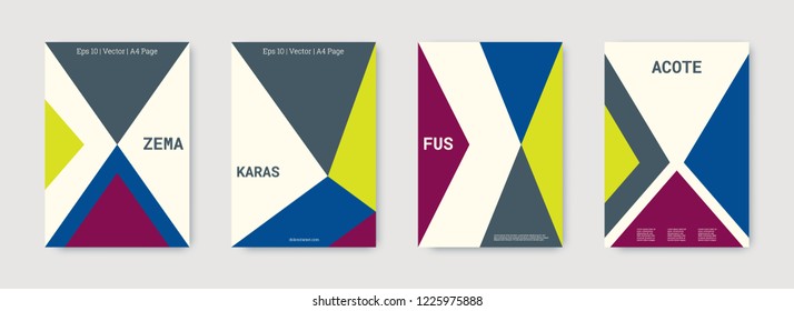Minimal cover design. Blue, pink, gold, white, bright business concept. Colorful set of vector graphic design covers. Cool geometric shape compositions. Minimal cover graphic design. Trendy booklet.