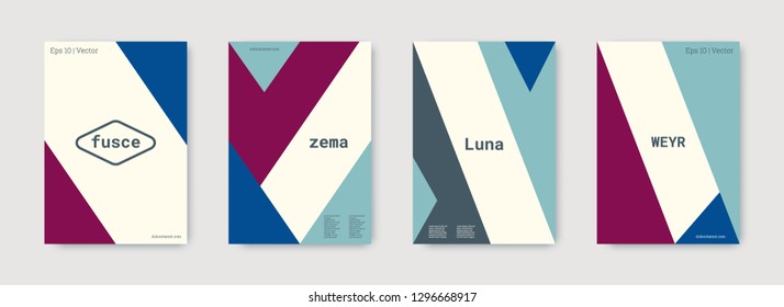 Minimal cover design. Blue, purple, white, bright business concept. Colorful set of vector graphic design covers. Cool geometric shape compositions. Minimal cover graphic design. Trendy booklet.