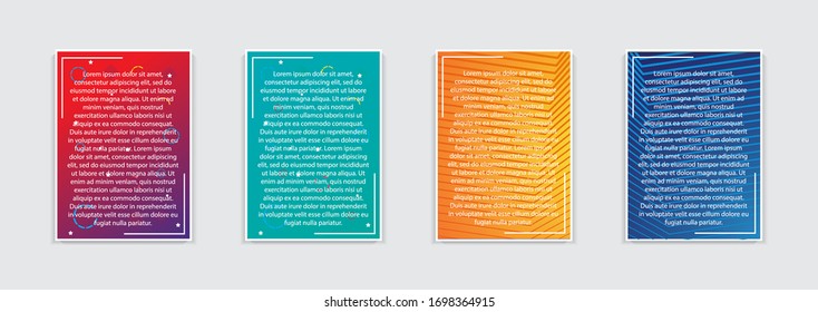 Minimal cover design. Colorful halftone gradients. Future geometric patterns. EPS Vector 10 Modern vector template for banner, logo, social post. Futuristic trendy dynamic elements.