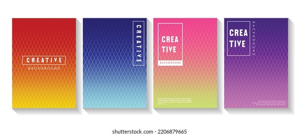 Minimal cover design. Geometric halftone gradient. Vector illustration of bright color abstract pattern background with square gradient texture for minimal dynamic cover design. Copy space area