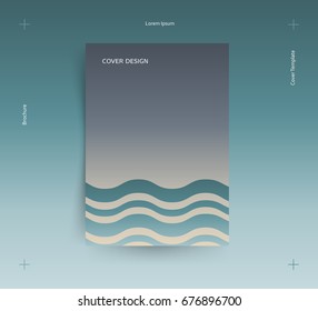 Minimal cover design. Gray gradient with abstract waves. Eps10 vector.
