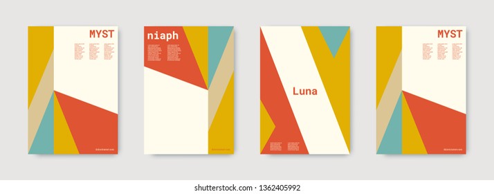Minimal cover design. Green, pink, gold, white, bright business concept. Colorful set of vector graphic design covers. Cool geometric shape compositions. Minimal cover graphic design. Trendy booklet.
