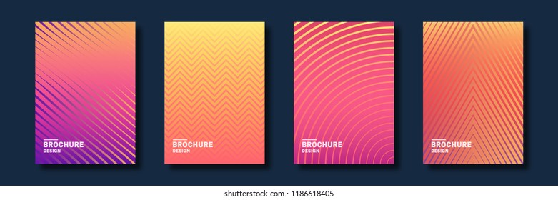 Minimal cover design. Halftone gradients, abstract geometric background. Set of abstract patterns for cover design in warm colors. Vector