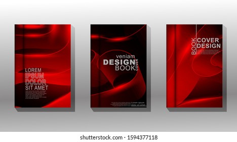 Minimal cover design. overlapping red ribbon waves on a dark background. vector illustration