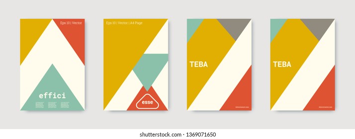 Minimal cover design. Pink, gold, green, white, bright business concept. Colorful set of vector graphic design covers. Cool geometric shape compositions. Minimal cover graphic design. Trendy booklet.