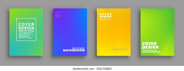 Minimal cover design set. Colorful halftone gradients. Background geometric patterns. Vector template brochures, flyers, presentations, leaflet, magazine a4 size