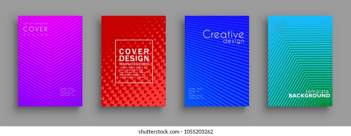 Minimal cover design set. Colorful halftone gradients. Background geometric patterns. Vector template brochures, flyers, presentations, leaflet, magazine a4 size