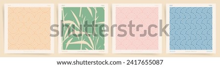 Minimal cover design. Spring natural seamless pattern set. Abstract asian traditional pattern design background.	