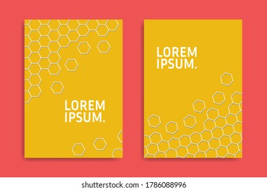 Plantilla minimal de diseño de portada con líneas hexagonales estilo moderno diferente en segundo plano para la revista de carteles de catálogo de folletos. Ilustración gráfica de vectores creativos.