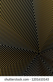 Minimal cover design template. Modern brochure layout. Gold vibrant halftone gradients on black background. Curious trendy abstract cover design.