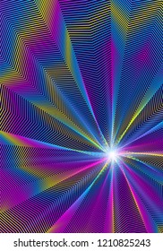 Minimal cover design template. Modern brochure layout. Rainbow vibrant halftone gradients on dark blue background. Appealing trendy abstract cover design.