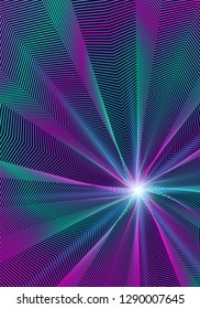 Minimal cover design template. Modern brochure layout. Neon vibrant halftone gradients on dark blue background. Symmetrical trendy abstract cover design.