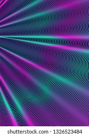 Minimal cover design template. Modern brochure layout. Neon vibrant halftone gradients on dark blue background. Tempting trendy abstract cover design.