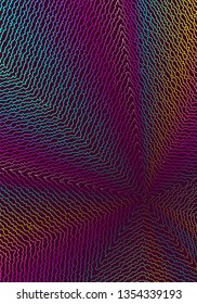 Minimal cover design template. Modern brochure layout. Rainbow vibrant halftone gradients on wine red background. Fascinating trendy abstract cover design.