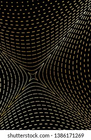 Minimal cover design template. Modern brochure layout. Gold vibrant halftone gradients on black background. Extra trendy abstract cover design.