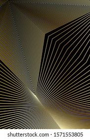 Minimal cover design template. Modern brochure layout. Gold vibrant halftone gradients on black background. Classy trendy abstract cover design.