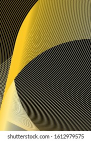 Minimal cover design template. Modern brochure layout. Gold vibrant halftone gradients on black background. Original trendy abstract cover design.