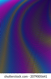 Minimal cover design template. Modern brochure layout. Rainbow vibrant halftone gradients on dark blue background. Amazing trendy abstract cover design.