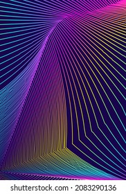 Minimal cover design template. Modern brochure layout. Rainbow vibrant halftone gradients on dark blue background. Energetic trendy abstract cover design.