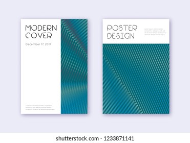 Minimal cover design template set. Red white blue abstract lines on dark background. Decent cover design. Rare catalog, poster, book template etc.