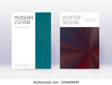 Minimal cover design template set. Red abstract lines on white blue background. Decent cover design. Mind-blowing catalog, poster, book template etc.