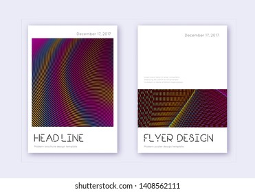 Minimal cover design template set. Rainbow abstract lines on wine red background. Divine cover design. Marvelous catalog, poster, book template etc.