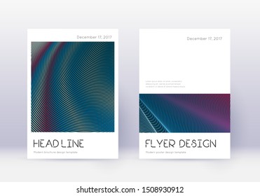 Minimal cover design template set. Red abstract lines on white blue background. Divine cover design. Unequaled catalog, poster, book template etc.