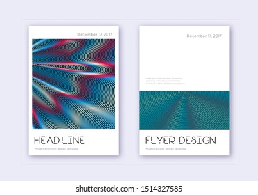 Minimal cover design template set. Red white blue abstract lines on dark background. Dramatic cover design. Charming catalog, poster, book template etc.