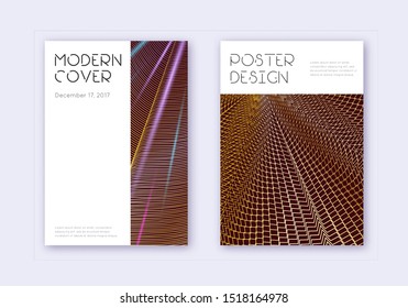Minimal cover design template set. Gold abstract lines on maroon background. Cute cover design. Creative catalog, poster, book template etc.