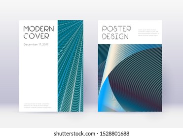 Minimal cover design template set. Red abstract lines on white blue background. Decent cover design. Memorable catalog, poster, book template etc.