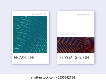 Minimal cover design template set. Red white blue abstract lines on dark background. Dramatic cover design. Bizarre catalog, poster, book template etc.