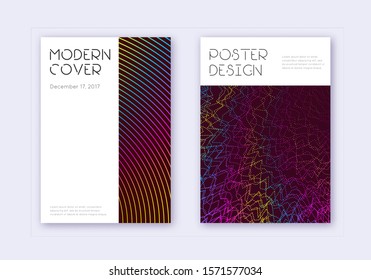 Minimal cover design template set. Rainbow abstract lines on wine red background. Decent cover design. Flawless catalog, poster, book template etc.
