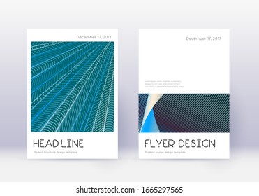Conjunto mínimo de plantillas de diseño de portada. Líneas abstractas rojas sobre fondo azul blanco. Diseño de cubierta dramática. Catálogo atractivo, póster, plantilla de libro, etc.