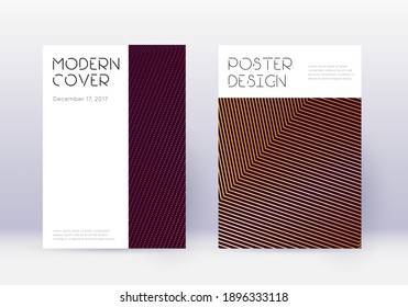 Conjunto mínimo de plantillas de diseño de portada. Líneas abstractas de oro sobre fondo marrón. Diseño de la cubierta. Catálogo de clase, afiche, plantilla de libro, etc.